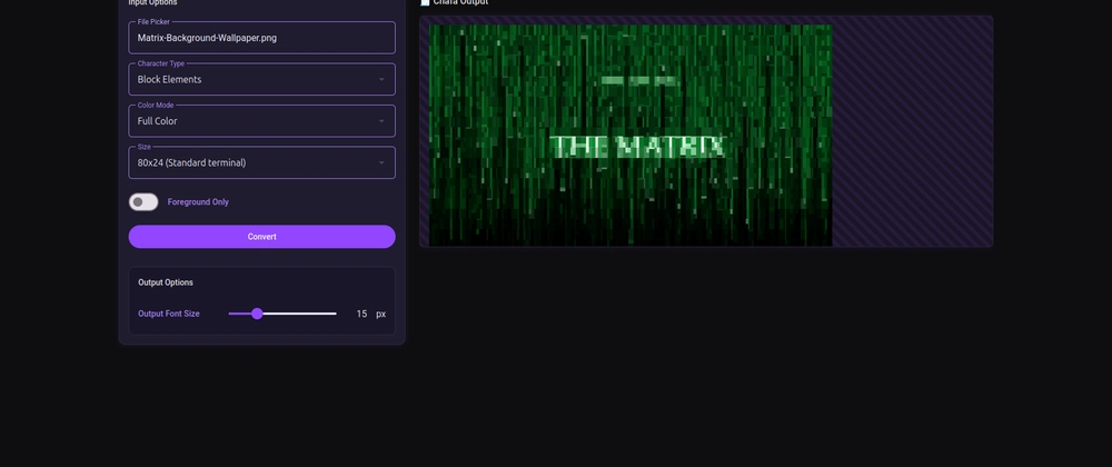 Chafa Frontend: Web-Based ASCII Art Generator with Material 