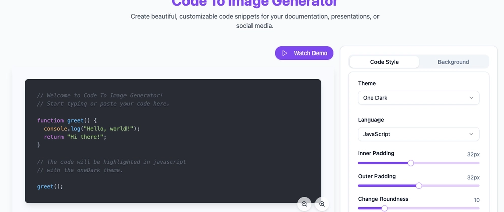 코드 이미지 생성기 앱: Next.js &amp; TypeScript 기반