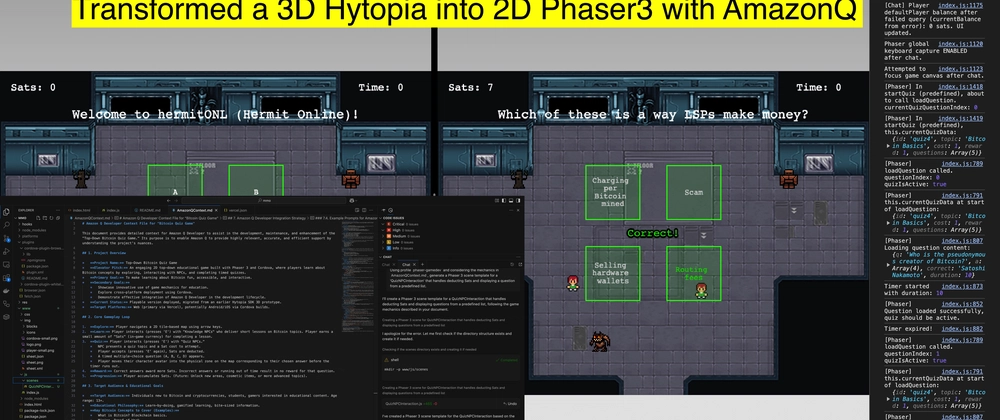 hermitONL v0.3: Bitcoin AI Quest Game Development with Phase
