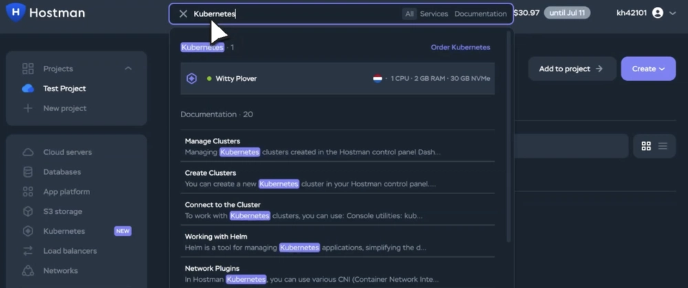 Hostman Control Panel: Unified Search Enhances Workflow Effi