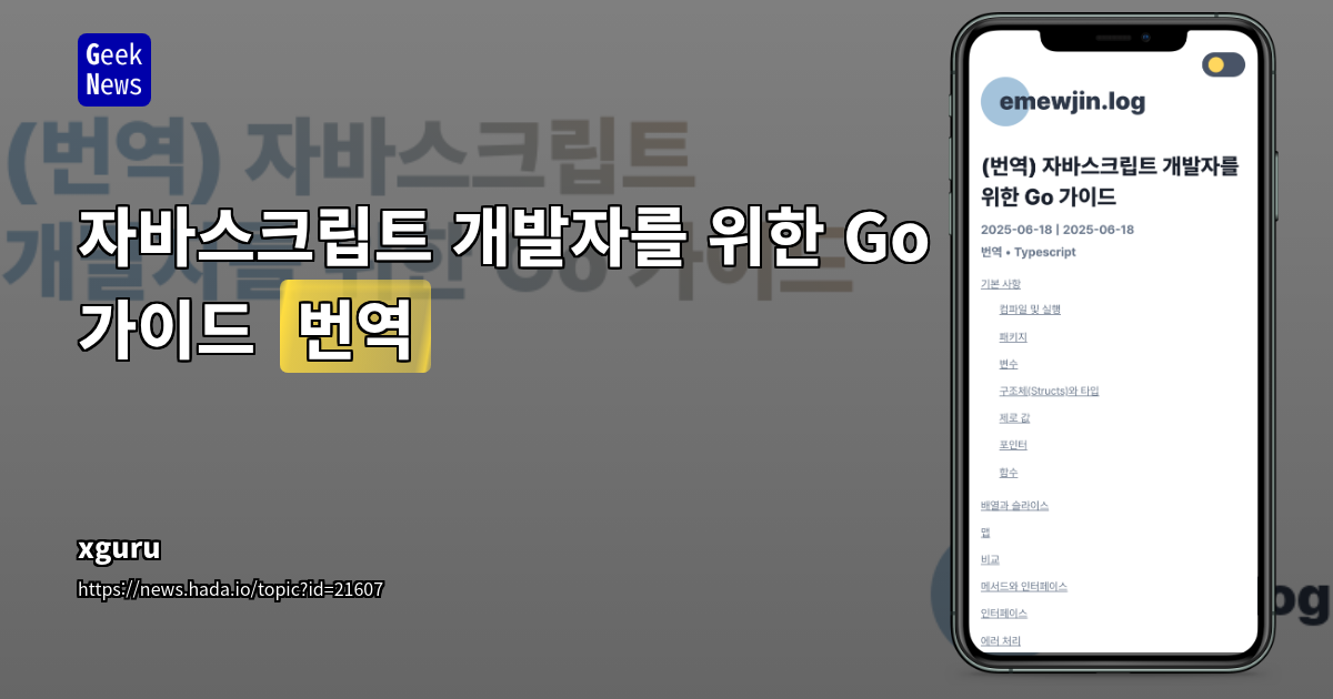 자바스크립트 개발자를 위한 Go 언어 전환 가이드