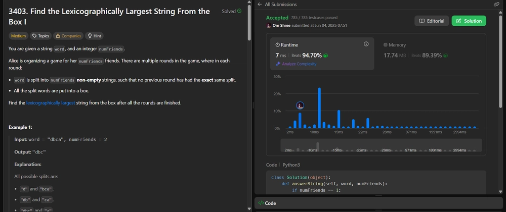 Lexicographically Largest String Solution Guide - LeetCode
