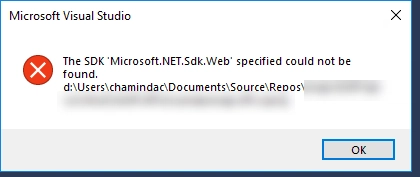 Microsoft.NET.Sdk 설치 오류 해결 방법