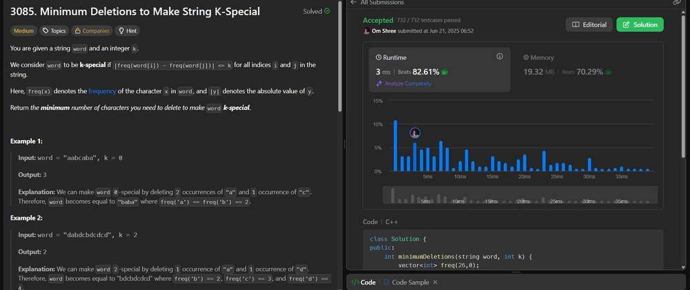 How to Solve Minimum Deletions for K-Special String Problem
