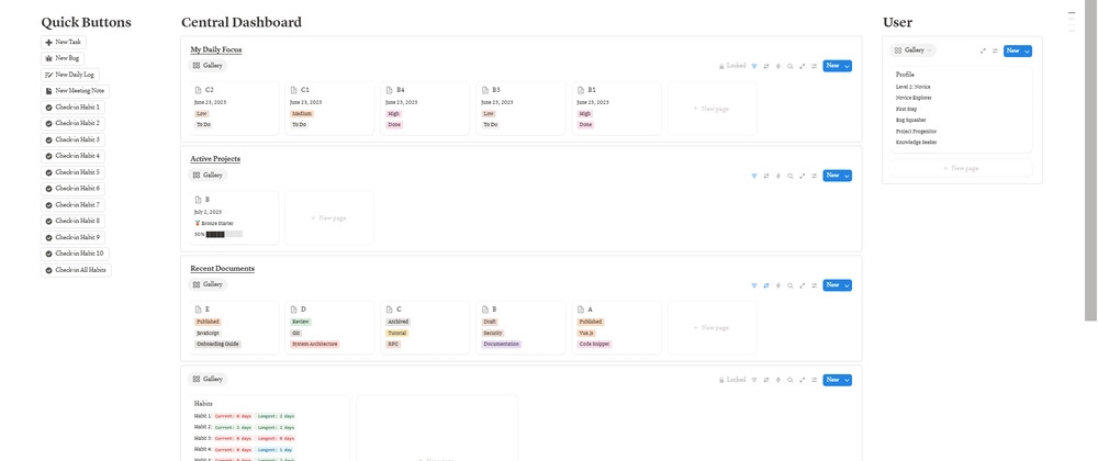 Notion Developer&apos;s Hub 프로젝트 진행 상황 및 데이터베이스 통합 완료