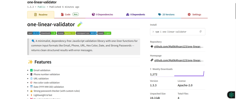 One-Linear-Validator: Lightweight JavaScript Validation Libr