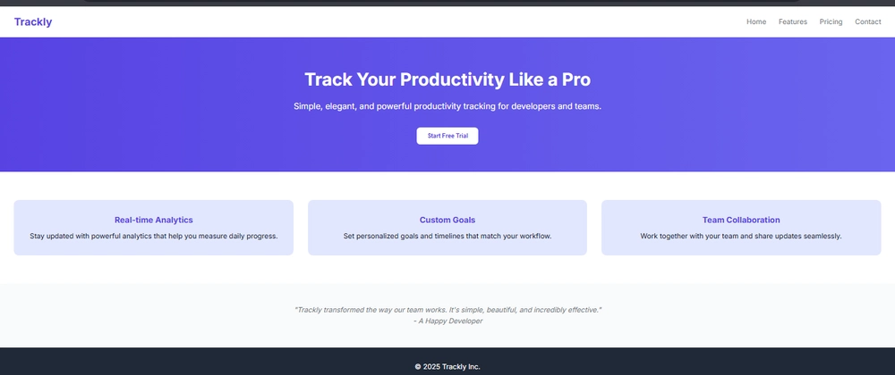 Professional SaaS Landing Page with HTML &amp; CSS - Trackly