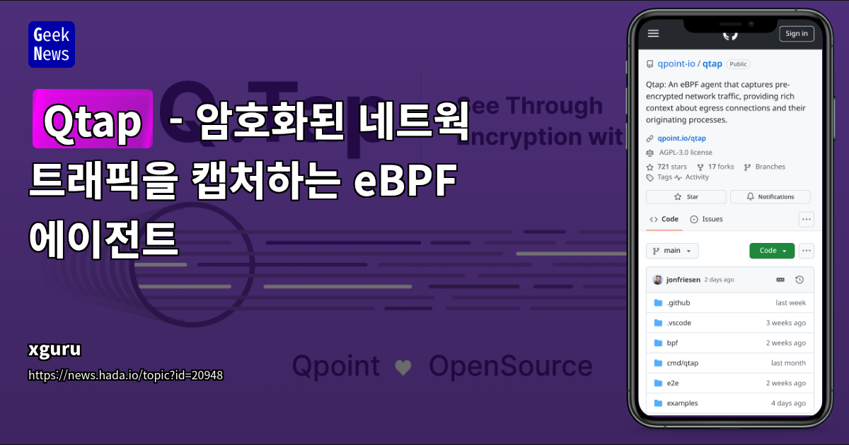 Qtap, eBPF, 암호화 트래픽, 보안 감사. Maybe &quot;Qtap: eBPF로 암호화 트래픽 캡처 및 