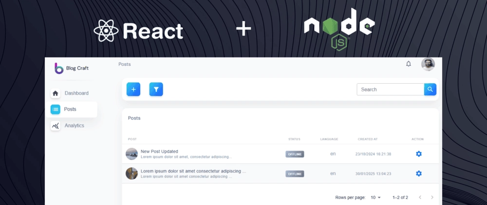 React &amp; Node.js CMS: 고급 테이블 기능 게시물 목록 구현