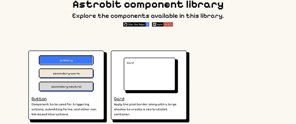Retro Neo-Brutalist UI Library with Astro