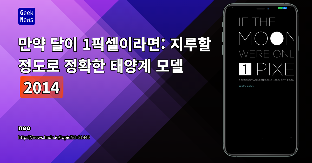 1픽셀 달로 정확한 태양계 모델 - 우주의 빈 공간 시각화