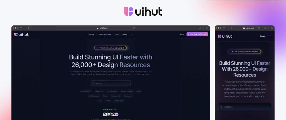 UIHut Redesigned Website: Faster &amp; Smoother User Experience