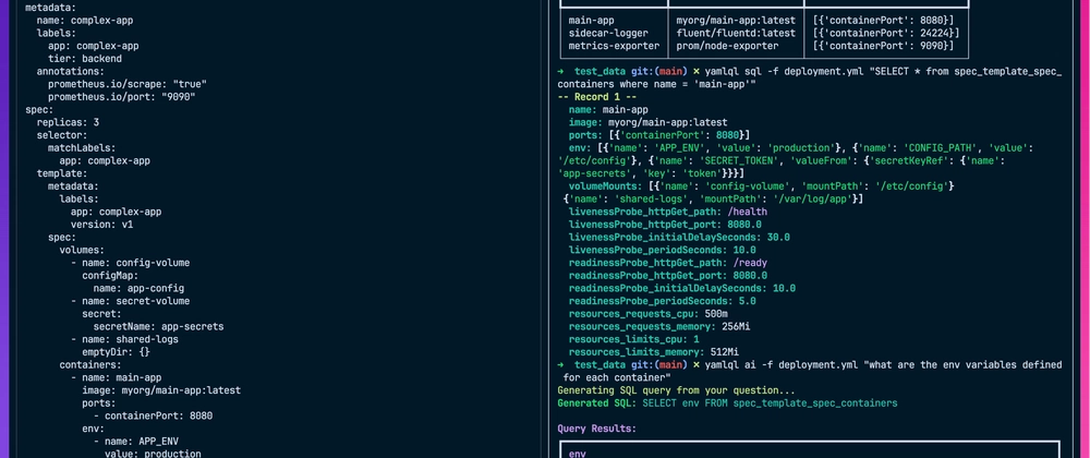 YamlQL: YAML을 데이터베이스처럼 SQL 쿼리하는 도구 개요