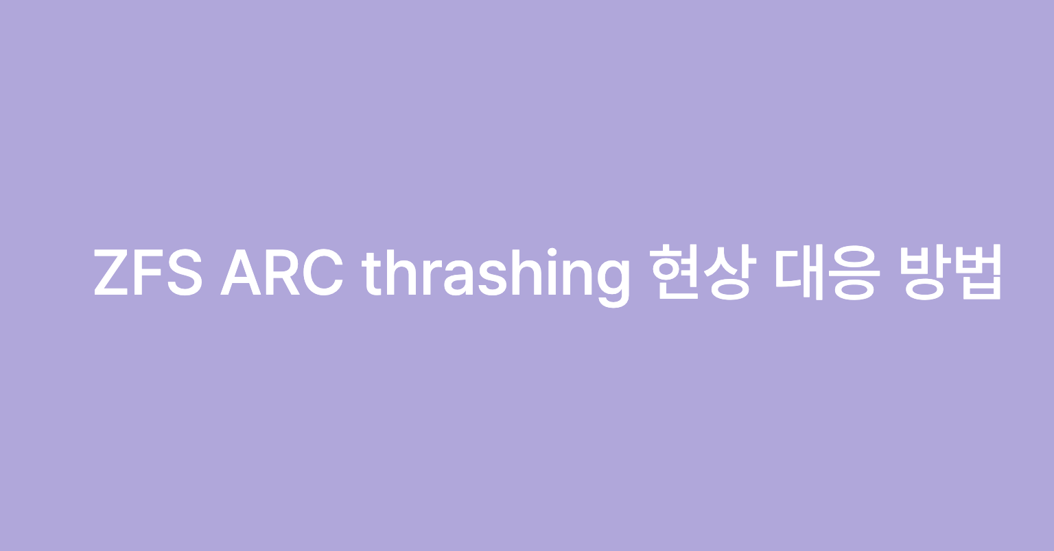 ZFS ARC 스래싱 대응 방법 및 성능 최적화